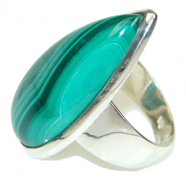 Amazing! AAA Green Malachite Sterling Silver ring s. 8 1/2