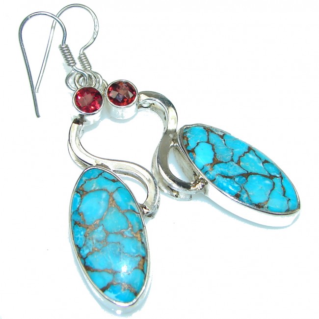 Sky Delight! Copper Blue Turquoise Sterling Silver earrings