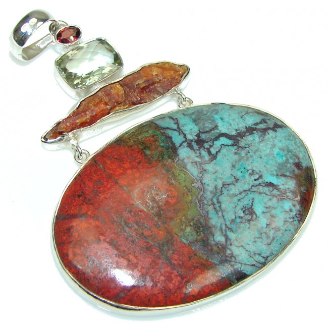 Large! AAA Quality Red Sonora Jasper Sterling Silver Pendant