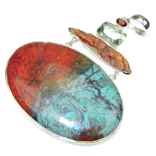 Large! AAA Quality Red Sonora Jasper Sterling Silver Pendant