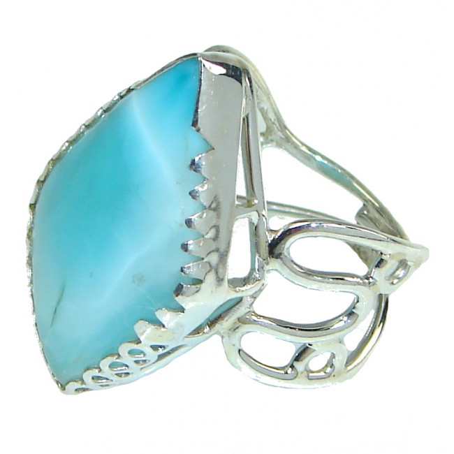 Dominican Republic! Light Blue Larimar Sterling Silver Ring s. 10