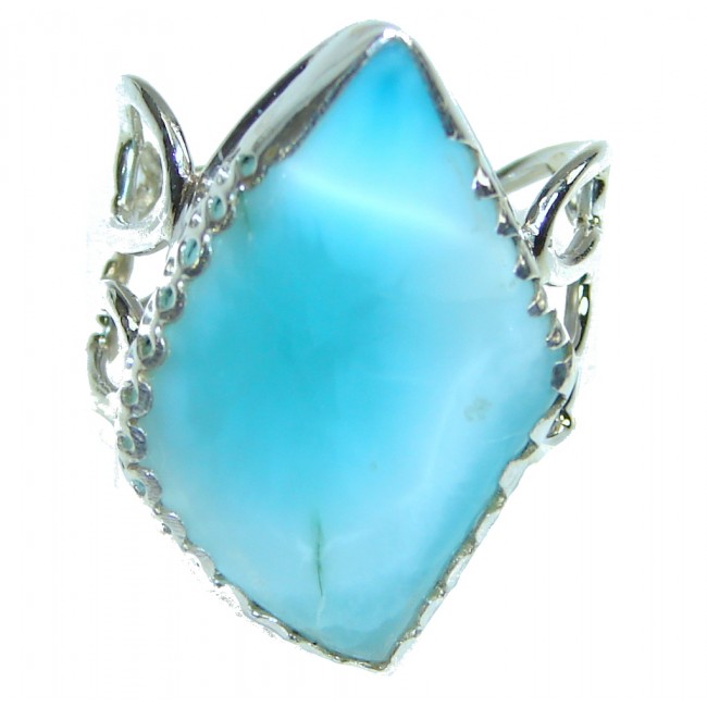 Dominican Republic! Light Blue Larimar Sterling Silver Ring s. 10