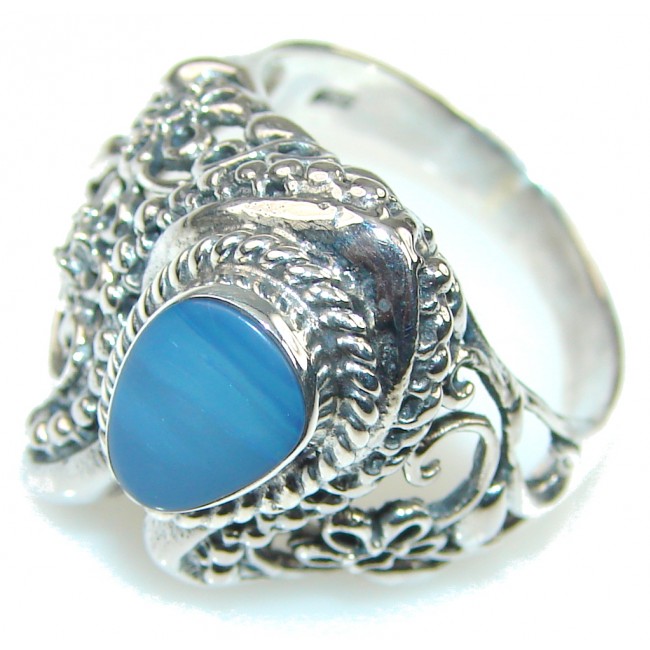 Secret! Created Blue Fire Opal Sterling Silver ring s. 9
