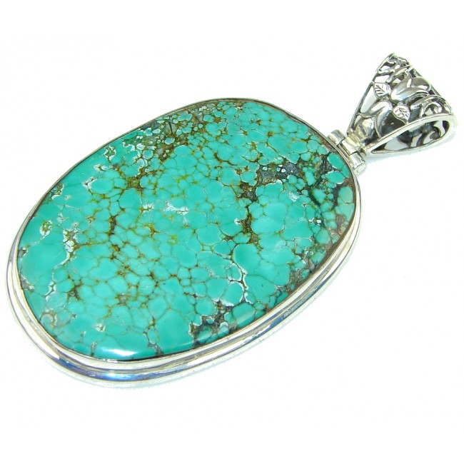 Large! Corrico Lake Green Turquoise Sterling Silver Pendant