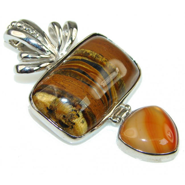 Amazing! Brown Tigers Eye Sterling Silver Pendant