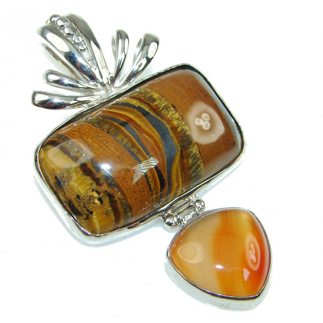 Amazing! Brown Tigers Eye Sterling Silver Pendant