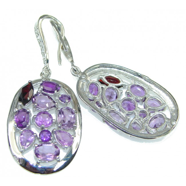 Big! Natural Purple Amethyst Sterling Silver earrings