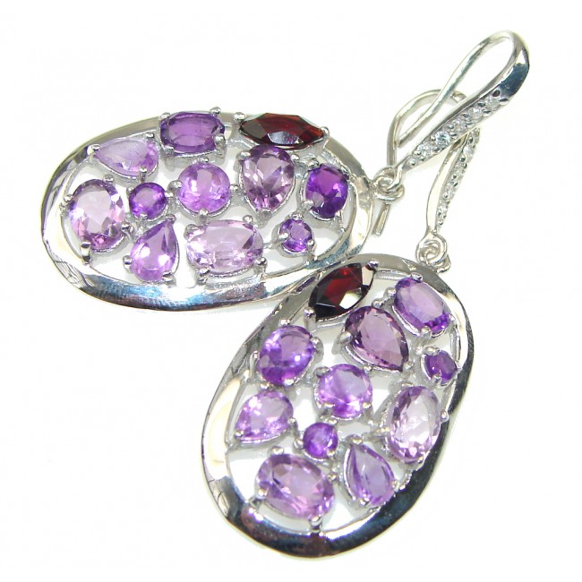 Big! Natural Purple Amethyst Sterling Silver earrings