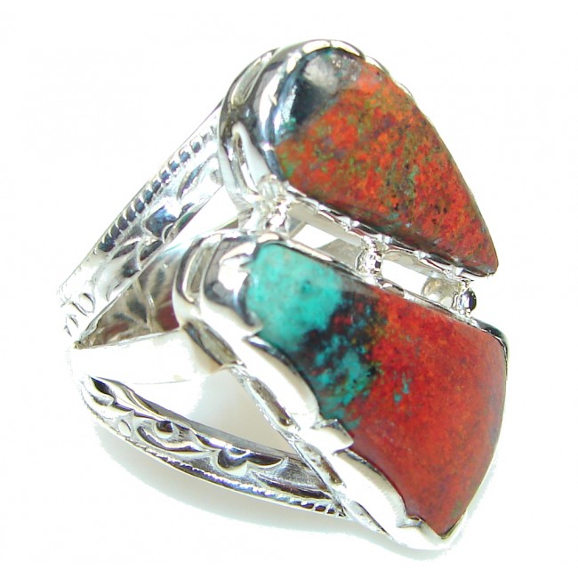 Fabulous Red Sonora Jasper Sterling Silver ring s. 6 1/4
