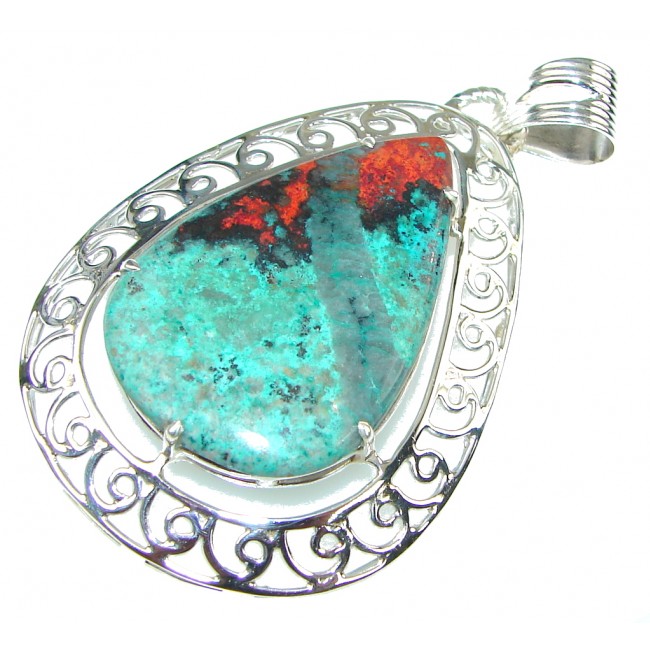 Swirling Flame! Red Sonora Jasper Sterling Silver Pendant