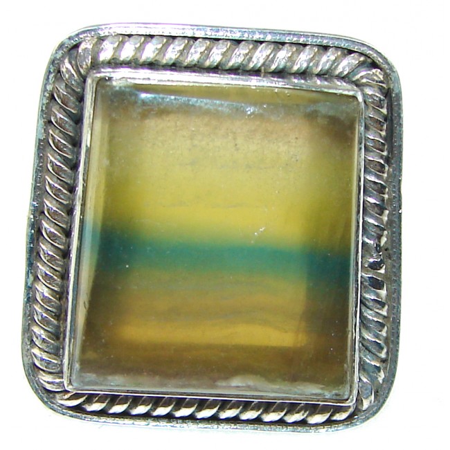 Secret Green Fluorite Sterling Silver Ring s. 10 1/2