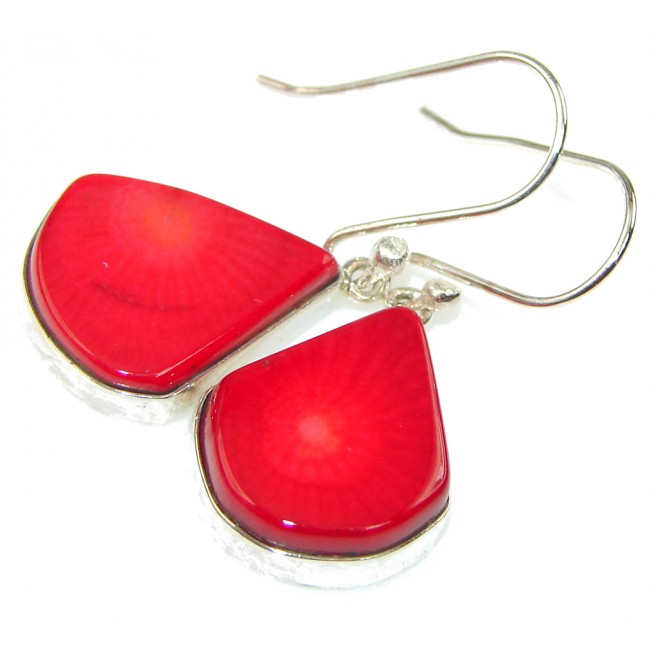 Genuine! Red Fossilized Coral Sterling Silver earrings