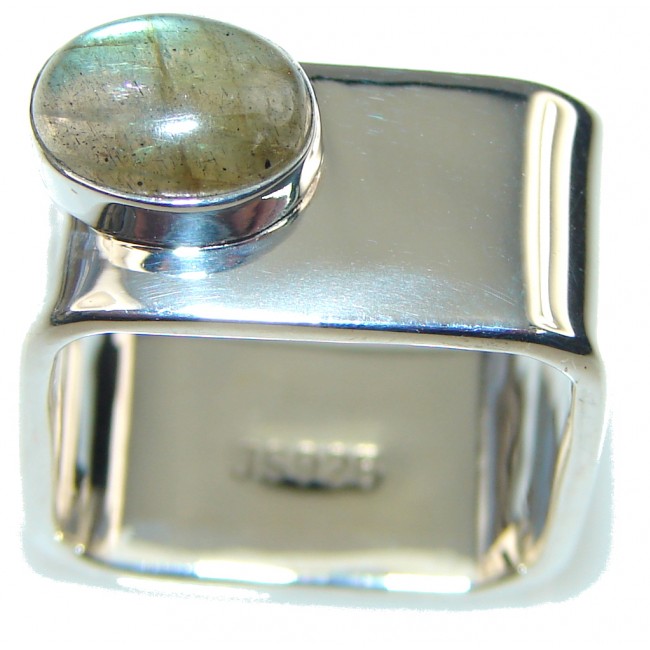 Stylish! Modern Shimmering Labradorite Sterling Silver Ring s. 6 1/4