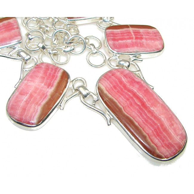 Natural Beauty! AAA Rhodochrosite Sterling Silver necklace