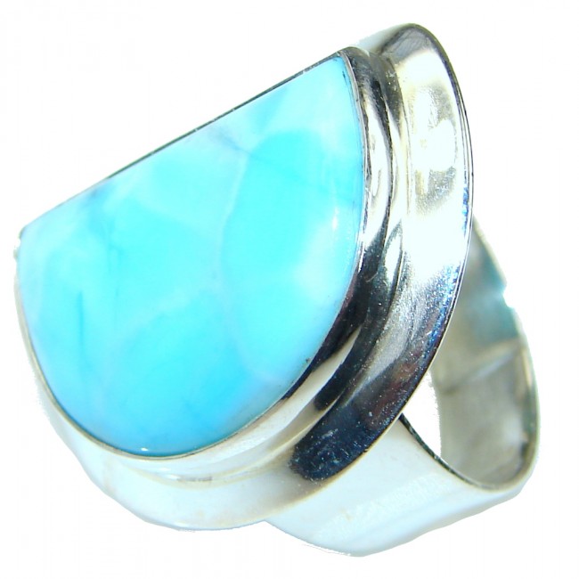 Magic Sea!! AAA Blue Larimar Sterling Silver Ring s. 8