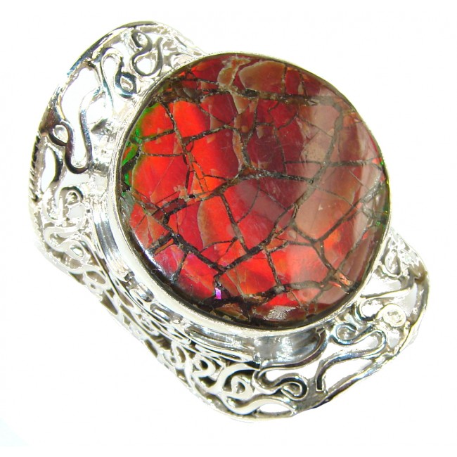 Large! Sensational Style! AAA Ammolite Sterling Silver ring s. 11 1/4