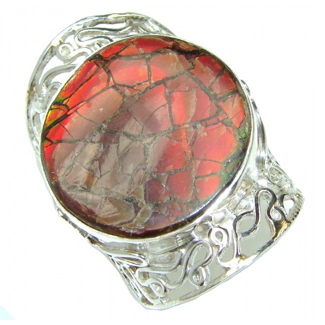 Large! Sensational Style! AAA Ammolite Sterling Silver ring s. 11 1/4