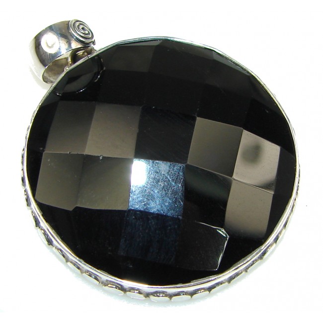 Simple Look! Black Onyx Sterling Silver Pendant