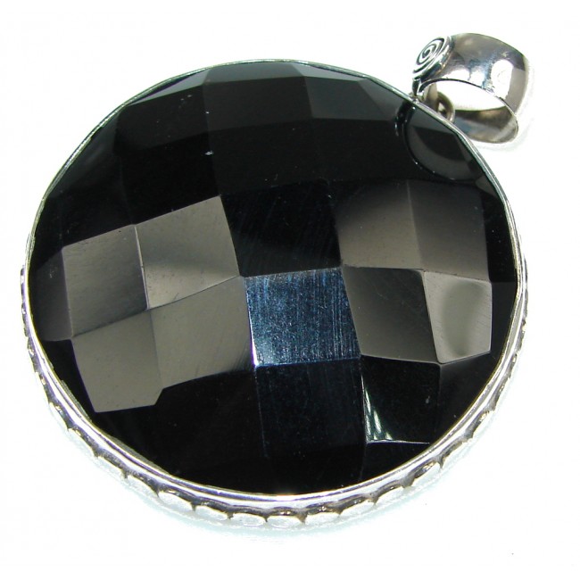 Simple Look! Black Onyx Sterling Silver Pendant