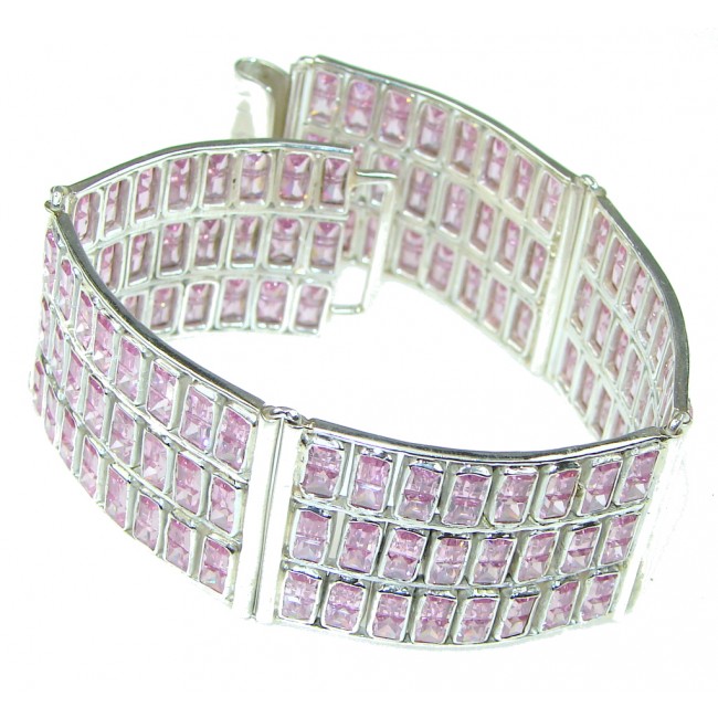 Princess Style! Created Pink Topaz Sterling Silver Bracelet