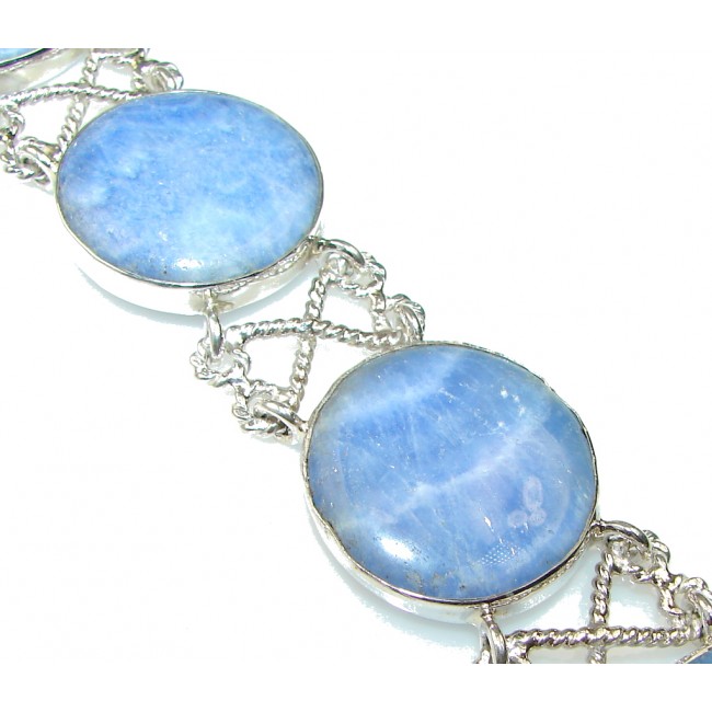 Amazing Dyed Blue Rhodochrosite Sterling Silver Bracelet