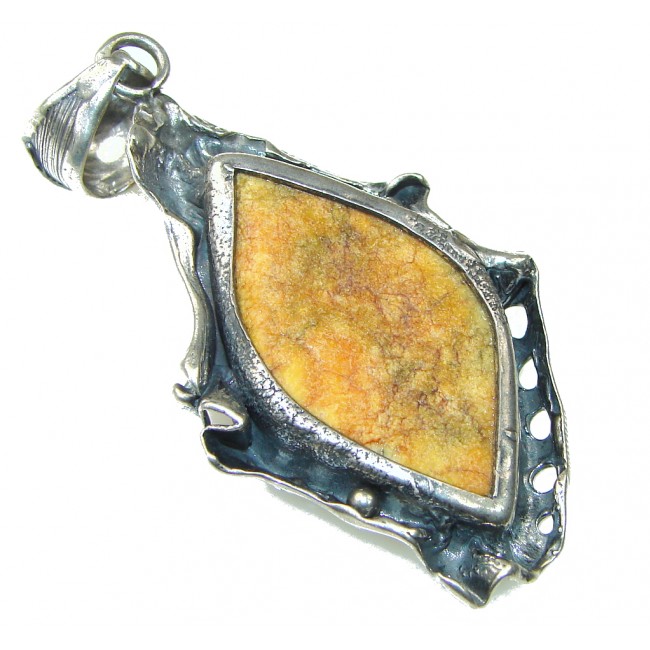 Big! Classy Yellow Amber Sterling Silver Pendant