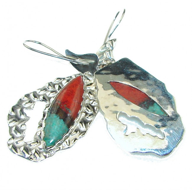 Exclusive Design! AAA Red Sonora Jasper Sterling Silver Earrings / Long