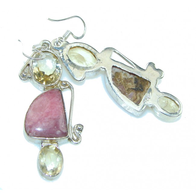 Beautiful! Pink Rhodonite Sterling Silver earrings