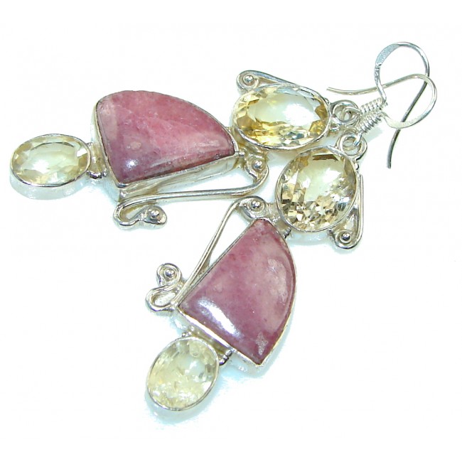 Beautiful! Pink Rhodonite Sterling Silver earrings