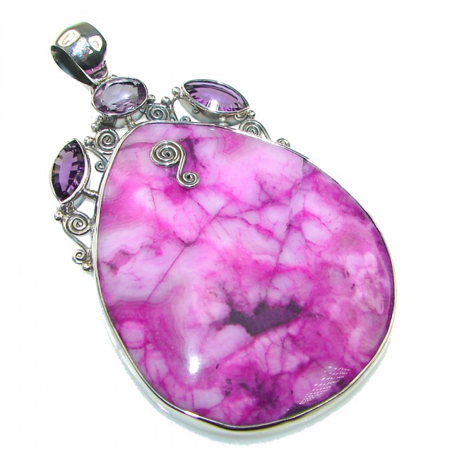 Amazing Purple Dyed Moss Agate Sterling Silver Pendant