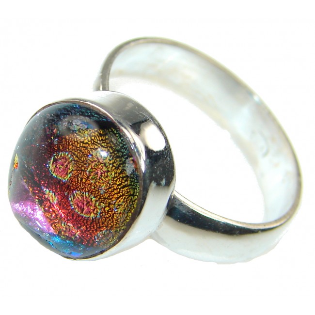 Amazing! Mexican Dichroid Glass Sterling Silver Ring s. 8
