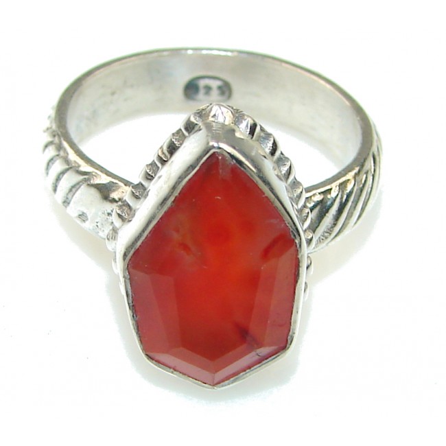 Shade Of The Sun! Orange Carnelian Sterling Silver ring s. 7