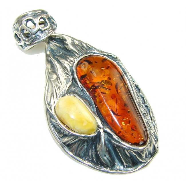 Vintage Style! Butterscotch , Brown Amber Sterling Silver pendant