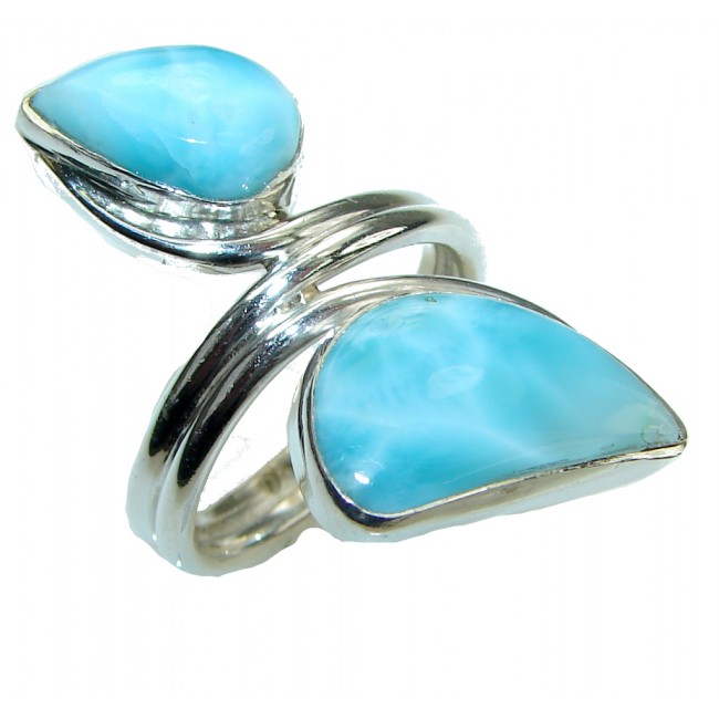 Pure In Heart! AAA Blue Larimar Sterling Silver Ring s. 7 1/4