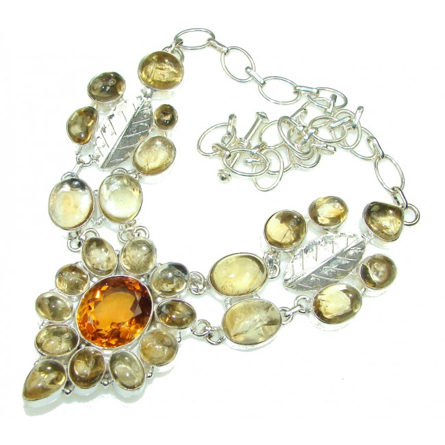 Perfect Design! Golden Rutilated Quartz, Honey Topaz Sterling Silver necklace