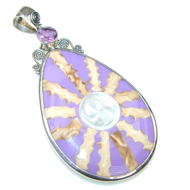 Purple Fashion Ocean Shell Sterling Silver Pendant