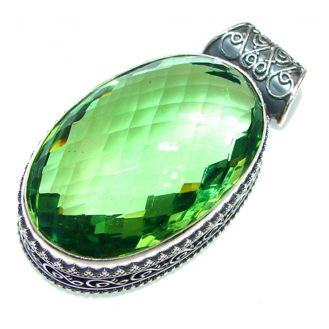 Marvelous Green Diopside Quartz Sterling Silver Pendant