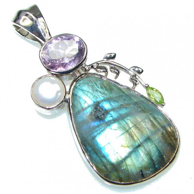 Exclusive! AAA Blue Labradorite Sterling Silver Pendant