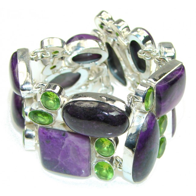 Trade Secret!! Purple Sugalite & Green Quartz Sterling Silver Bracelet
