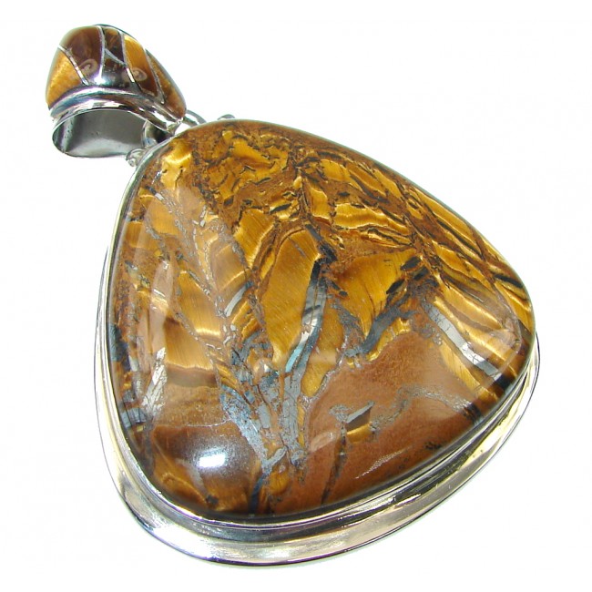 Exclusive! AAA Golden Tigers Eye Sterling Silver Pendant