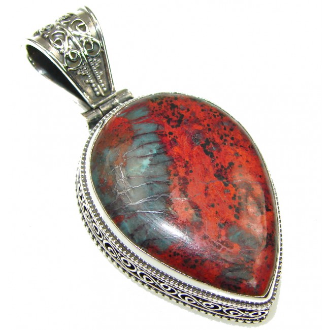 Natural Red Sonora Jasper Sterling Silver Pendant