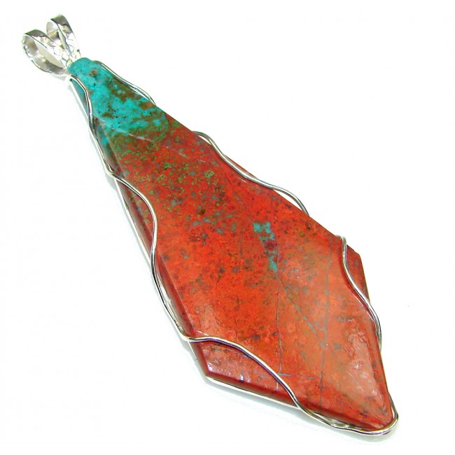 Large! World Of Beauty! Red Sonora Jasper Sterling Silver Pendant