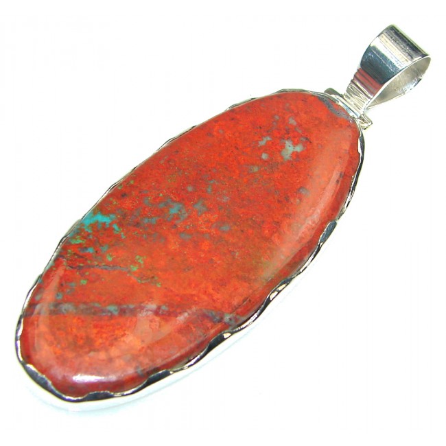 Halo Of Beauty! Red Sonora Jasper Sterling Silver Pendant