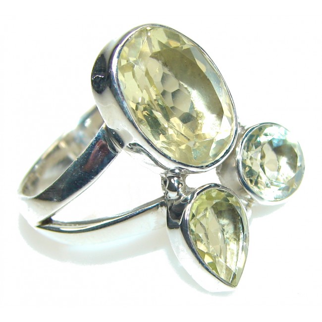 Delicate Yellow Citrine Sterling Silver Ring s. 9