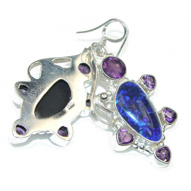 Fantastic! Created Blue Fire Opal Sterling Silver earrings