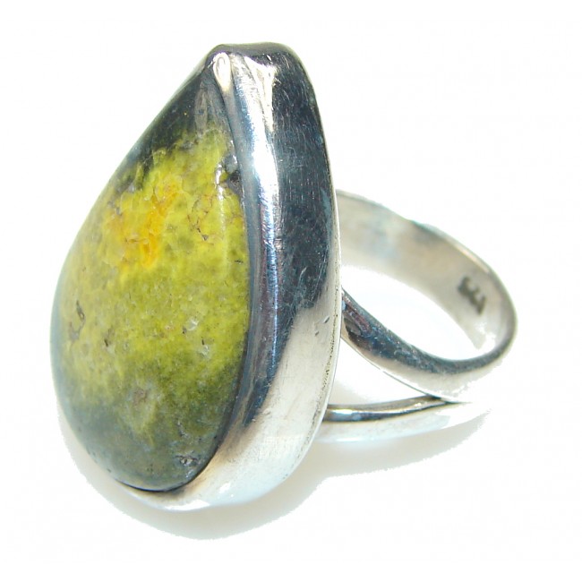 Instant Classic! Yellow Bumble Bee Jasper Sterling Silver ring s. 7 1/4