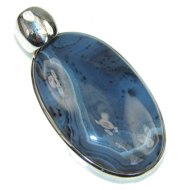 Delicate! Blue Agate Sterling Silver Pendant