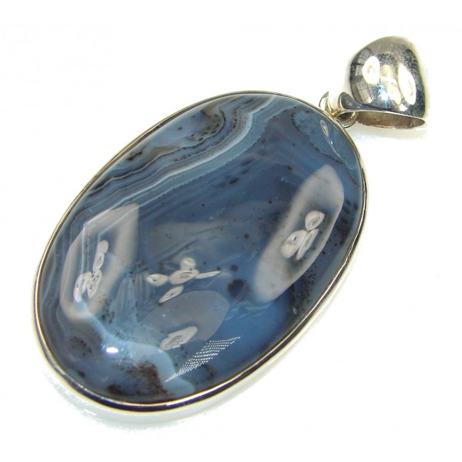 Delicate! Blue Agate Sterling Silver Pendant