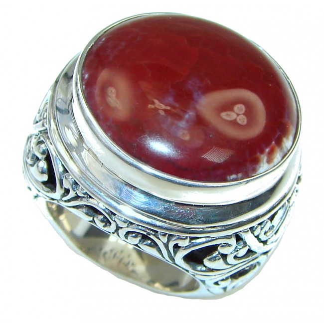 Bali Collection TOTALLY Oversized AAA Mexican Fire Agate Sterling Silver Ring s. 9