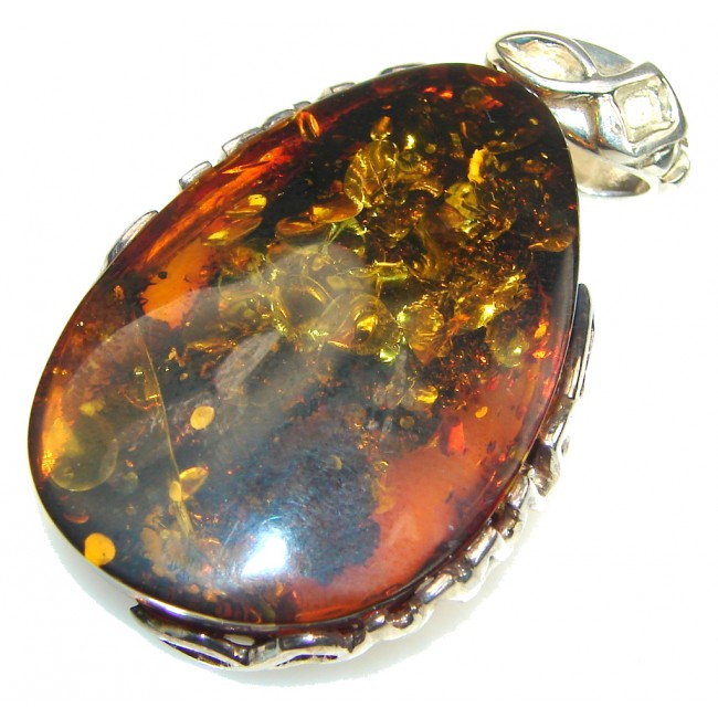 Exclusive! Baltic Polish Amber Sterling Silver pendant